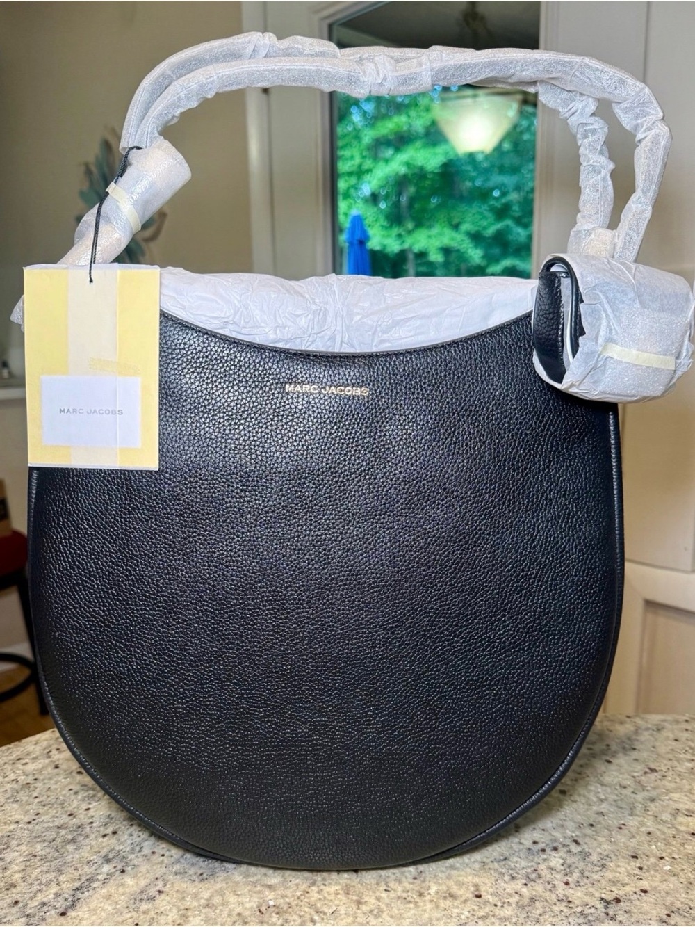 Marc Jacobs Black Crescent Hobo with Gold Logo